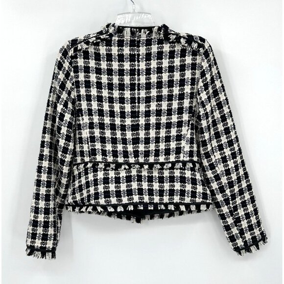 WALTER BAKER baca jacket blazer tweed fringe trim gold buttons old money M - Picture 9 of 11